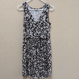 Old Navy Black and White Floral Midi Dress